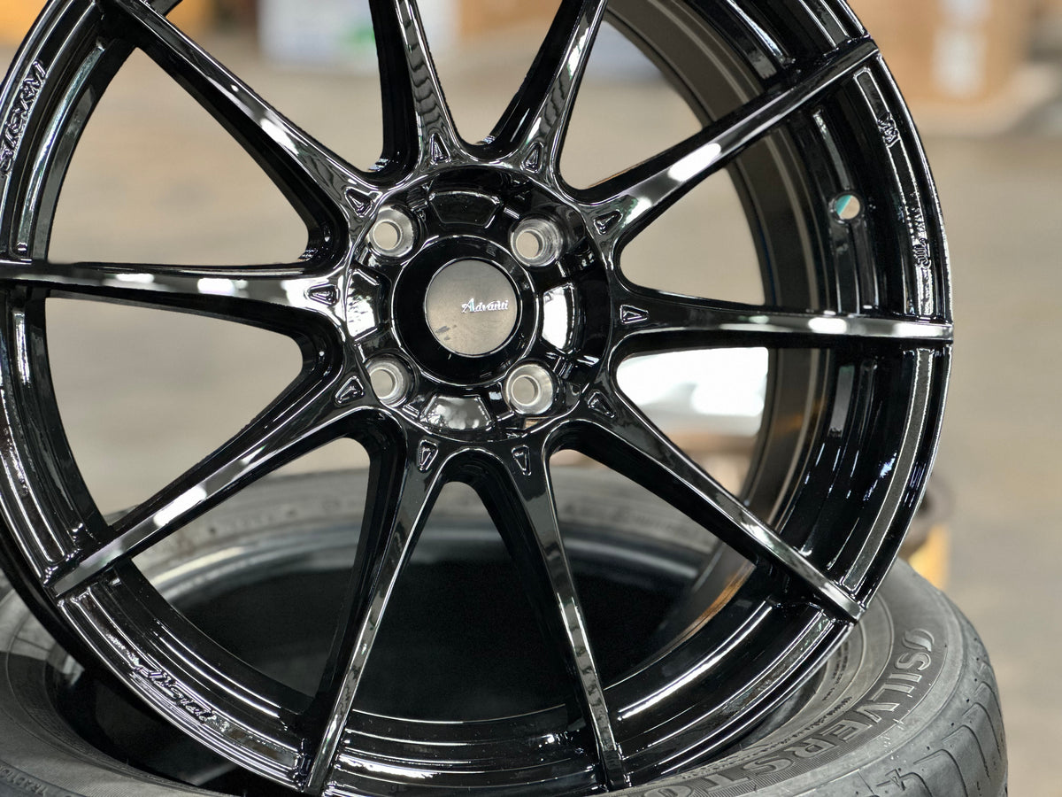 New 17X7 ET40 Advanti Storm S1 Rim (4 wheel) Gloss Black 4X100