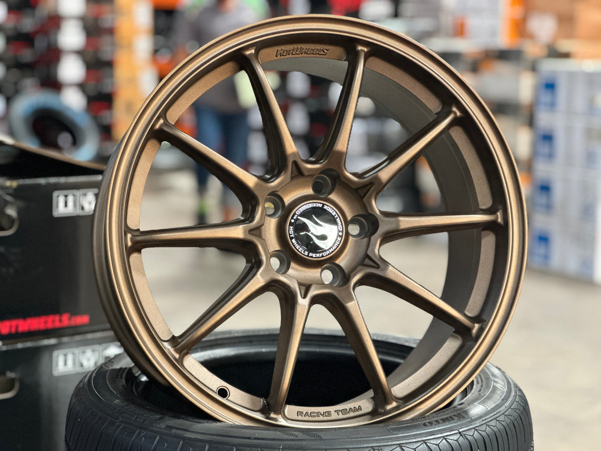 NEW 18X8.5 ET35 Hotwheels HW03 Flow Formed Rim Racing Bronze 5X112 (4 Wheels)