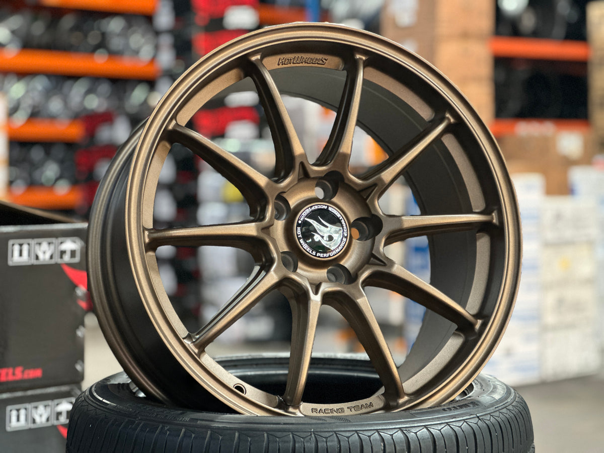 New 18x8.5 ET35 Hotwheels HW03 Flow Formed Rim Racing Bronze 5x114.3