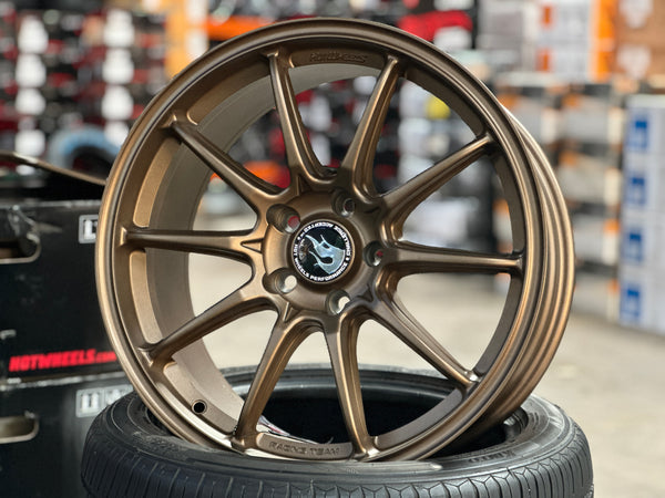 NEW 18X8.5 ET35 Hotwheels HW03 Flow Formed Rim Racing Bronze 5X112 (4 Wheels)