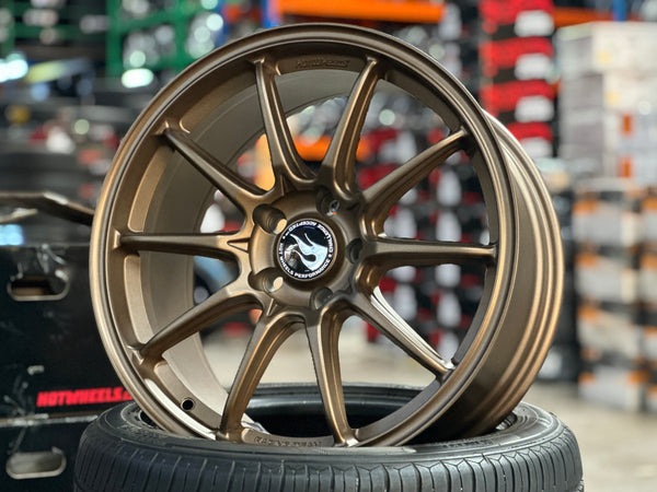 NEW 18X8.5 ET35 Hotwheels HW03 Flow Formed Rim Racing Bronze 5X112 (4 Wheels)