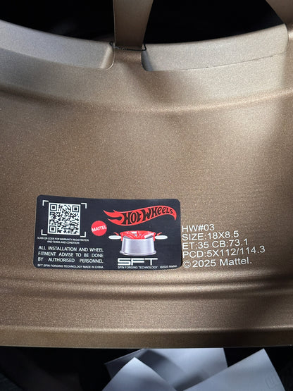 New 18x8.5 ET35 Hotwheels HW03 Flow Formed Rim Racing Bronze 5x114.3