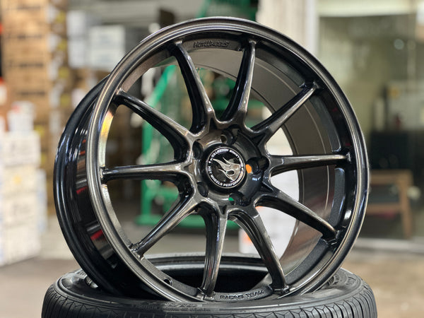 NEW 18X8.5 ET35 Hotwheels HW03 Flow Formed Rim Racing Graphite 5X112 (4 Wheels)