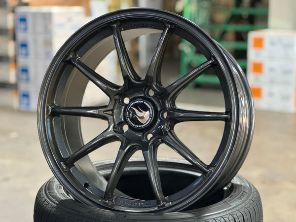 NEW 18X8.5 ET35 Hotwheels HW03 Flow Formed Rim Racing Graphite 5X112 (4 Wheels)