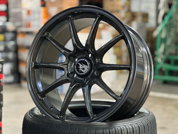 NEW 18X8.5 ET35 Hotwheels HW03 Flow Formed Rim Racing Graphite 5X112 (4 Wheels)