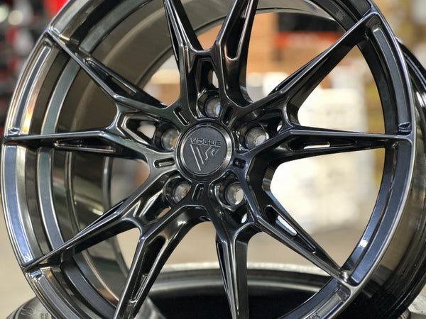 New 18x8.5 ET35 Vogue Wheel F22 Rim (4 wheel) Hyper Black 5x114.3