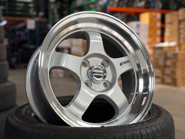 New 15X7 ET32 JS Work Meister Rim (4 wheel) 4X100 Gloss Silver 4X100