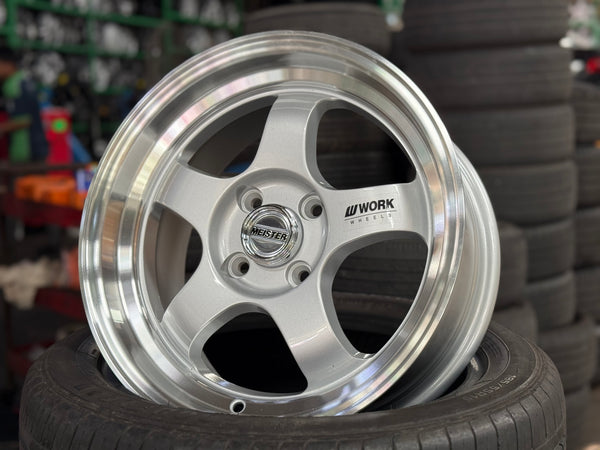 New 15X7 ET32 JS Work Meister Rim (4 wheel) 4X100 Gloss Silver 4X100