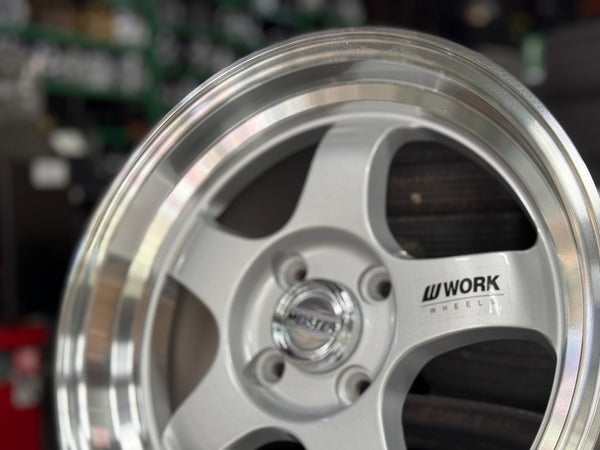 New 15X7 ET32 JS Work Meister Rim (4 wheel) 4X100 Gloss Silver 4X100