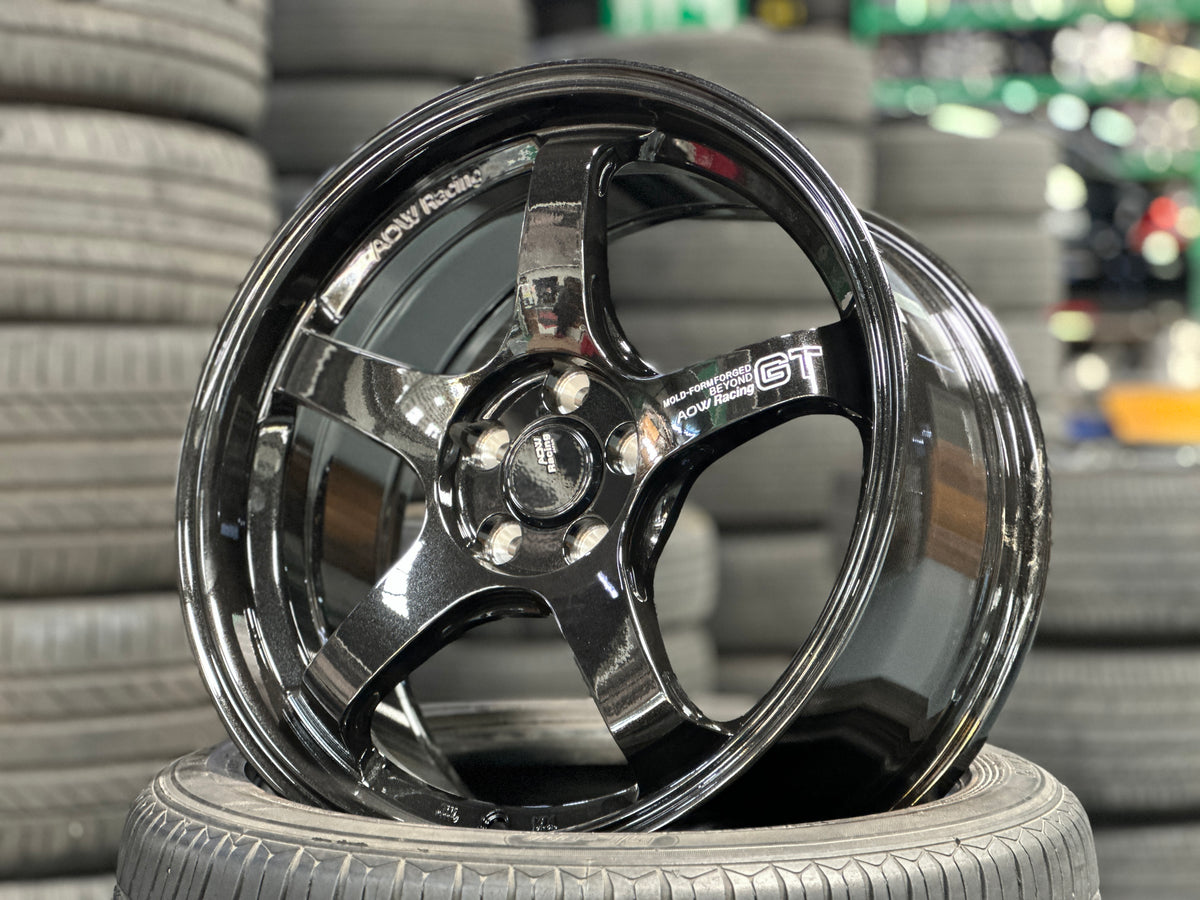 New 17X8 ET35 AOW GT Rim (4 wheel) Gloss Black 4X100
