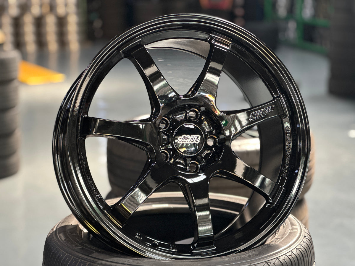New 18X8.5 ET42 Mugen Design GP Rim (4 wheel) Gloss Black 5X114.3