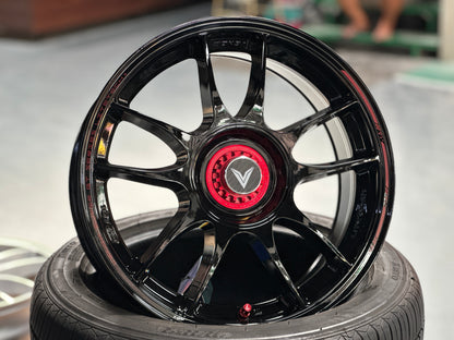 New 16x7 ET35 Lenso VNK Rim (4 wheel) Gloss Black 5x100
