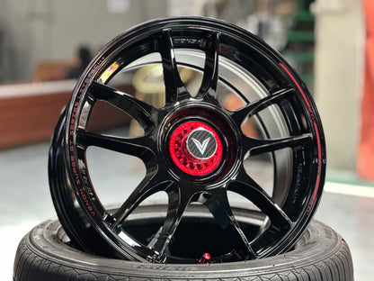 New 16x7 ET35 Lenso VNK Rim (4 wheel) Gloss Black 5x100