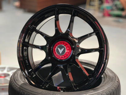 New 16x7 ET35 Lenso VNK Rim (4 wheel) Gloss Black 5x100