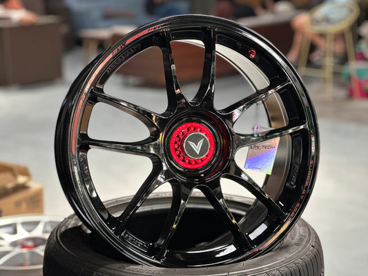 NEW 18x8.5 ET35 Lenso VNK (4 wheel) 5X114.3 Black Red