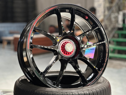 NEW 18x8.5 ET35 Lenso VNK (4 wheel) 5X114.3 Black Red