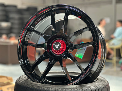 NEW 18x8.5 ET35 Lenso VNK (4 wheel) 5X114.3 Black Red