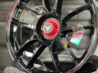 NEW 18x8.5 ET35 Lenso VNK (4 wheel) 5X114.3 Black Red