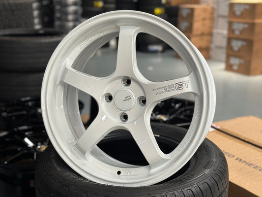NEW 17X7.5 ET40 AOW GT Flow Formed Rim Racing White 4X100