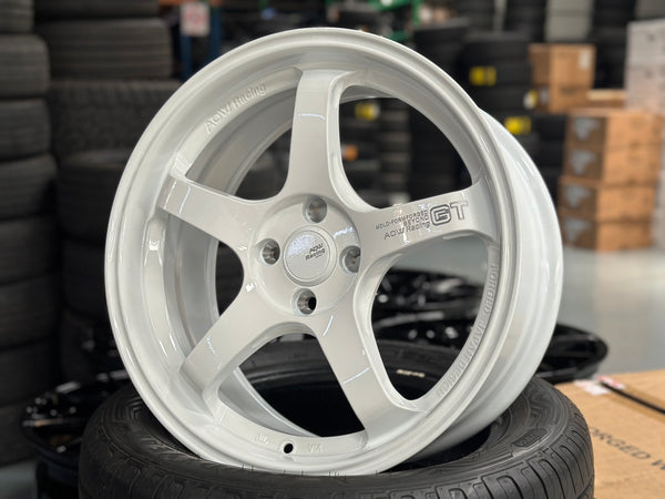 NEW 17X7.5 ET40 AOW GT Flow Formed Rim Racing White 4X100