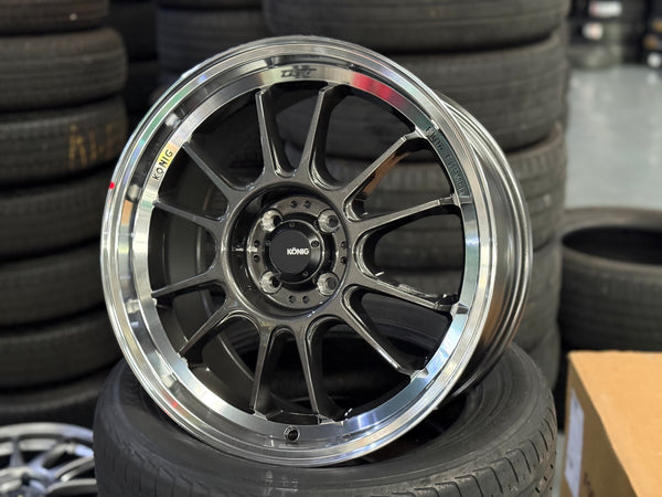 New 17X8 ET45 Konig Hypergram Rim (4 wheel) Matt Gun Metal 4X100