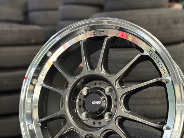 New 17X8 ET45 Konig Hypergram Rim (4 wheel) Matt Gun Metal 4X100