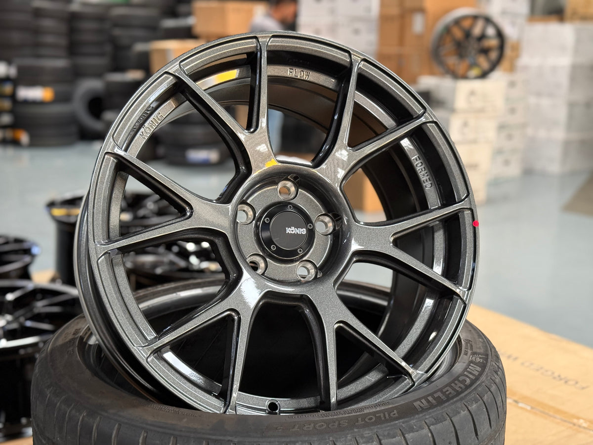 NEW 18X8.5 ET40 Konig Ampliform Rim (4 Wheel) Dark Metallic Graphite 5X114.3