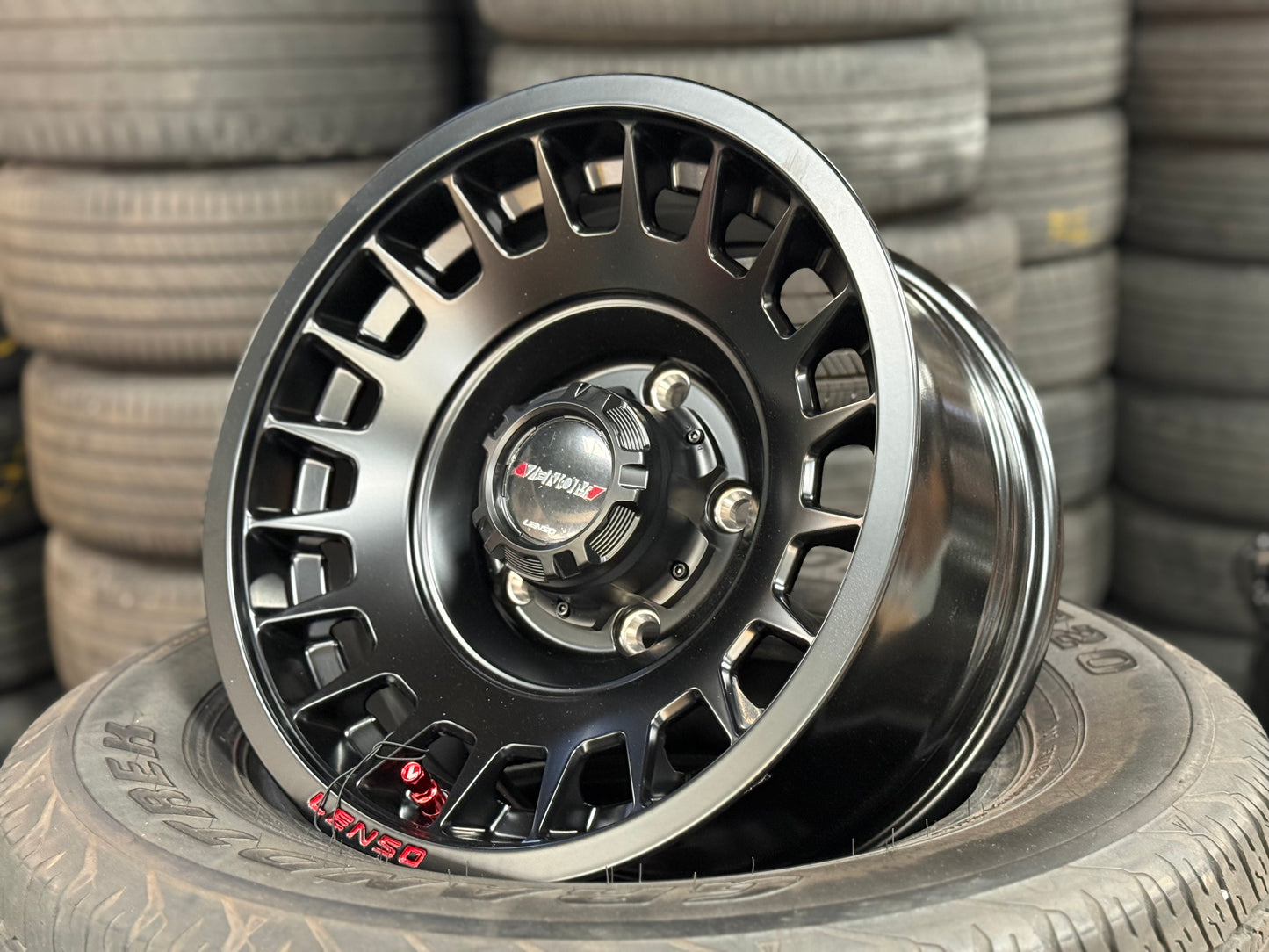 New 15x7.5 ET-6 Lenso Venom 10 (5 wheel) 5x139.7 Black