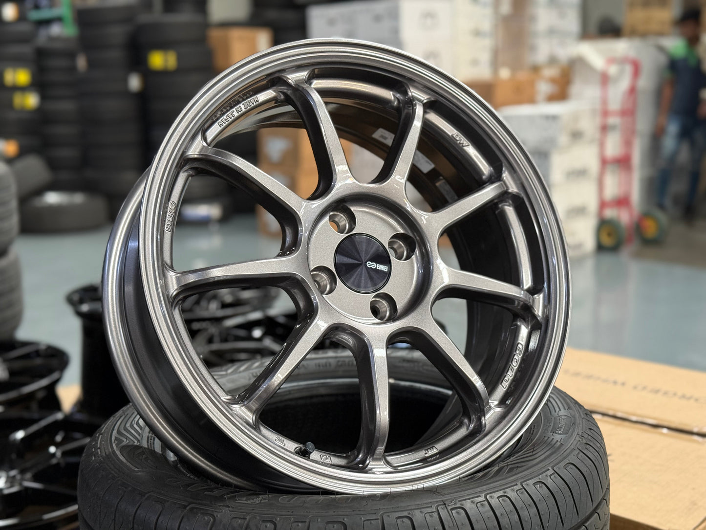 New 17X7 ET38 Enkei PF09 Rim (4 wheel) DARK SILVER 4X100