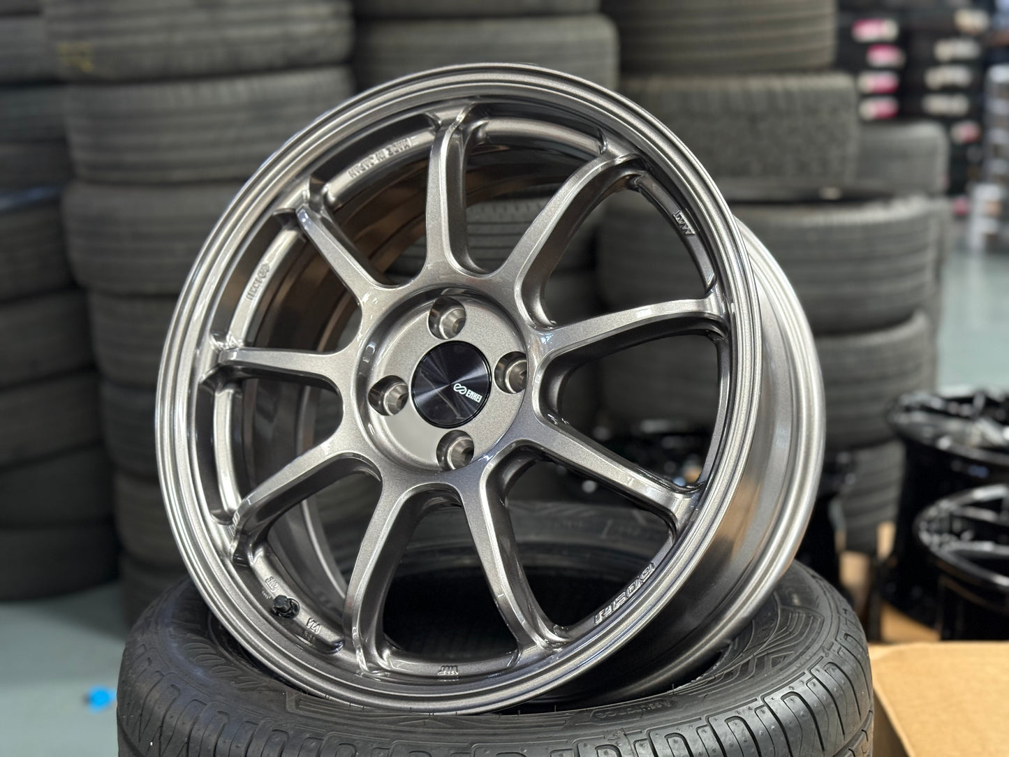 New 17X7 ET38 Enkei PF09 Rim (4 wheel) DARK SILVER 4X100