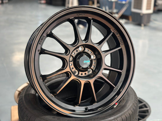 New 17x8 ET35 Konig Hypergram (4 wheel) 5x114.3 Black