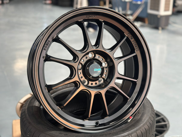 New 17x8 ET35 Konig Hypergram (4 wheel) 5x114.3 Black