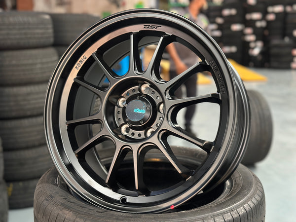 New 17x8 ET35 Konig Hypergram (4 wheel) 5x114.3 Black