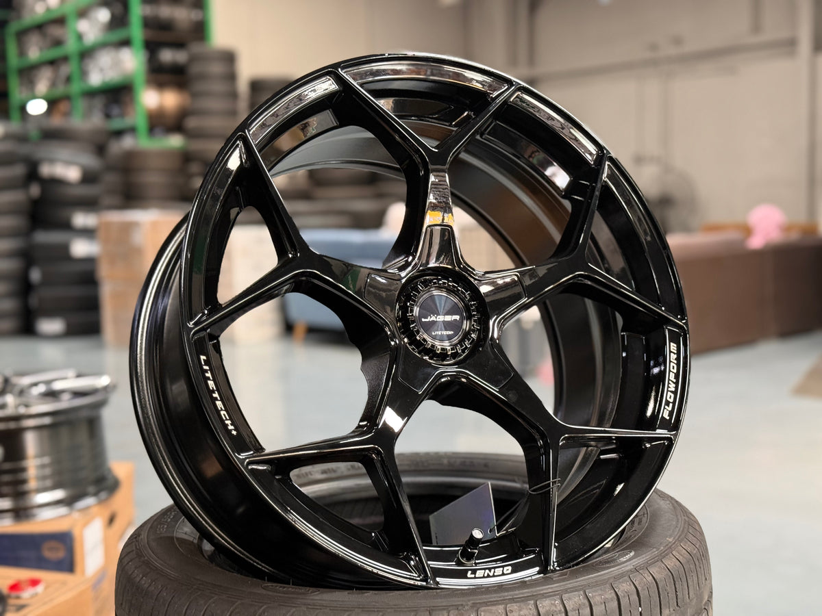 New 18X8.5 ET35 Lenso Vamos 5 Rim (4 wheel) GLOSS Black 5X114.3