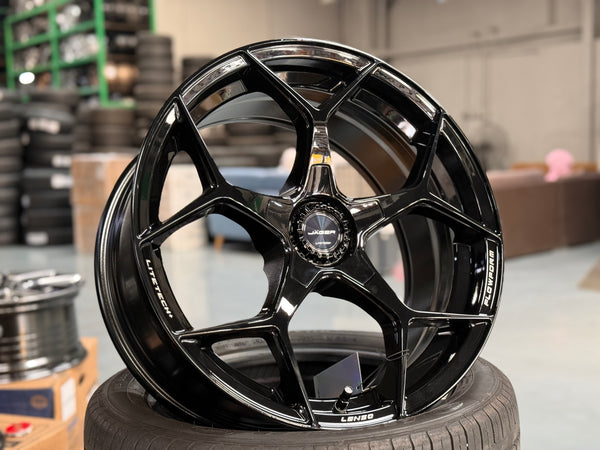 New 18X8.5 ET35 Lenso Vamos 5 Rim (4 wheel) GLOSS Black 5X114.3