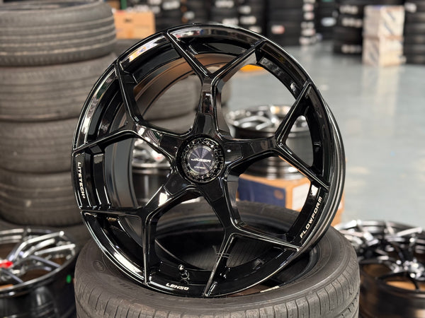 New 18X8.5 ET35 Lenso Vamos 5 Rim (4 wheel) GLOSS Black 5X114.3
