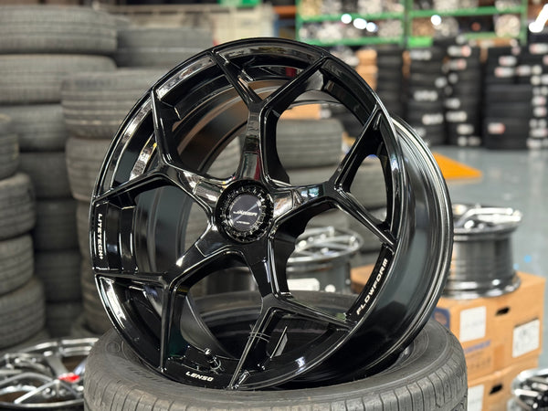 New 18X8.5 ET35 Lenso Vamos 5 Rim (4 wheel) GLOSS Black 5X114.3