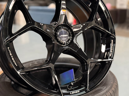 New 18X8.5 ET35 Lenso Vamos 5 Rim (4 wheel) GLOSS Black 5X114.3