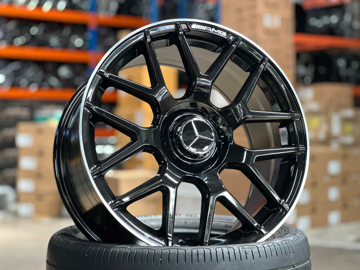 New 18x8 ET42 18x9 ET45 Mercedes AMG (4 wheels) GLOSS BLACK 5X112