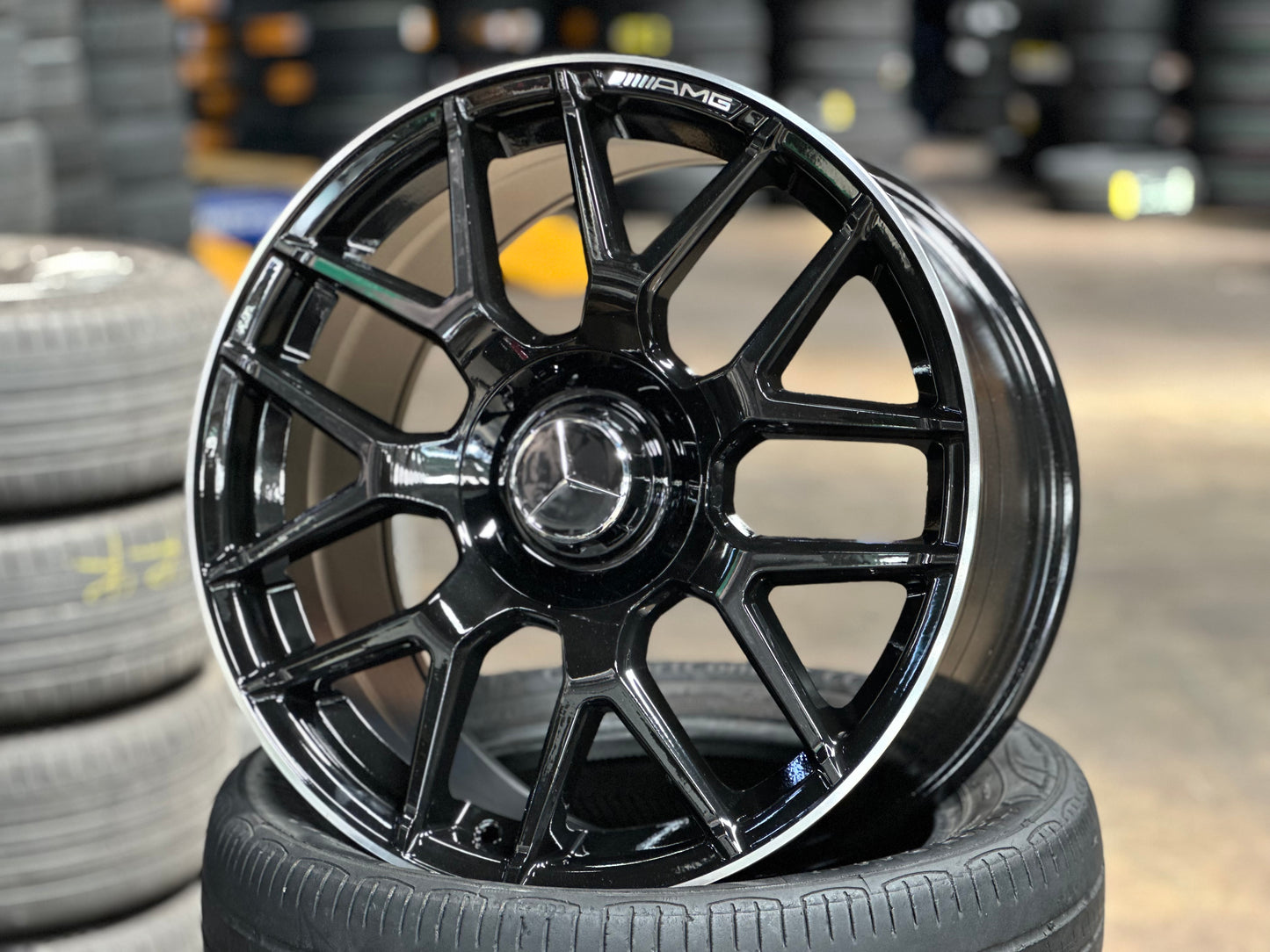 New 18x8 ET42 18x9 ET45 Mercedes AMG (4 wheels) GLOSS BLACK 5X112
