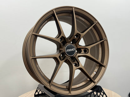 New  18x8.5 ET35 5x114.3 AOW G025 Style Satin Bronze Flow Formed Wheels (Set of 4)
