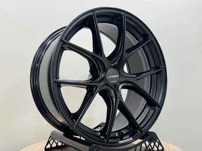 New 18x8.5 ET35 5x114.3 Lenso Jager Dyna-Evo Satin Black Flow Formed Wheels (Set of 4)