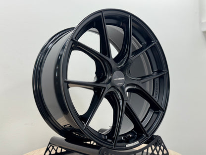 New 18x8.5 ET35 5x114.3 Lenso Jager Dyna-Evo Satin Black Flow Formed Wheels (Set of 4)