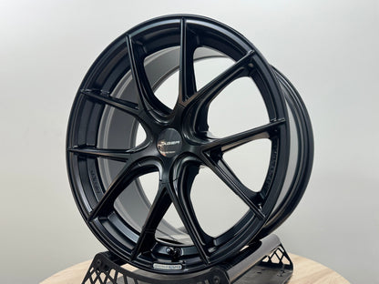 New 18x8.5 ET35 5x114.3 Lenso Jager Dyna-Evo Satin Black Flow Formed Wheels (Set of 4)