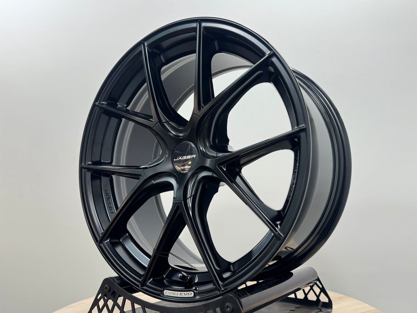 New 18x8.5 ET35 5x114.3 Lenso Jager Dyna-Evo Satin Black Flow Formed Wheels (Set of 4)