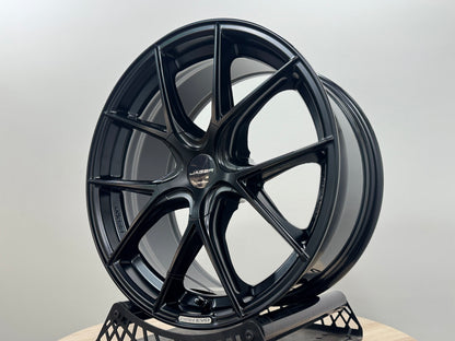 New 18x8.5 ET35 5x114.3 Lenso Jager Dyna-Evo Satin Black Flow Formed Wheels (Set of 4)