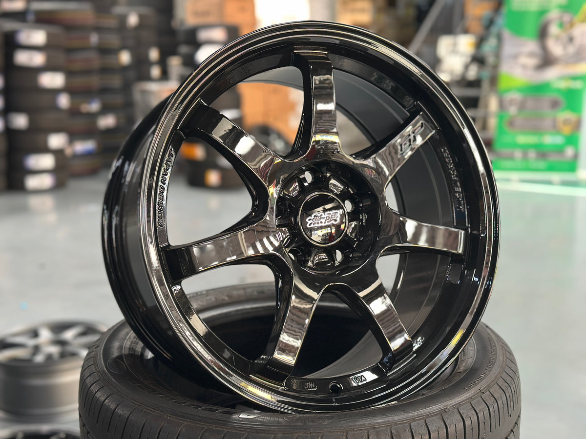 New 17X8 ET35 Mugen GP Design Rim (4 wheel) Gloss Black 5X114.3