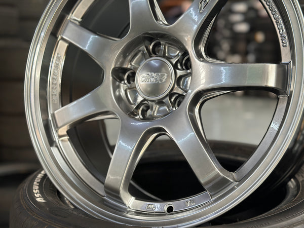 New 17x8 ET35 Mugen GP Design (4 wheel) 5x114.3 Hyper Black