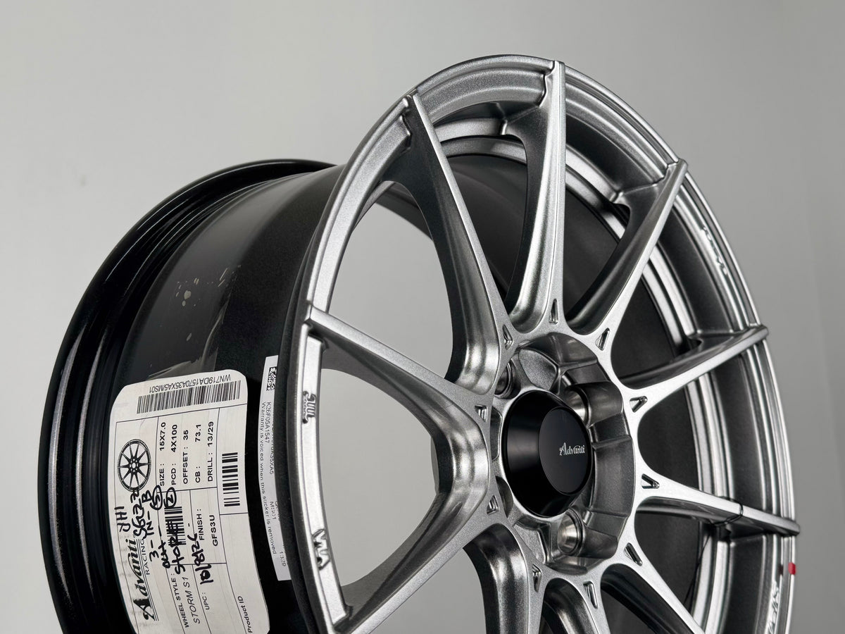 New 15X7 ET35 Advanti Storm S1 Rim (4 wheel) Gloss Silver 4X100