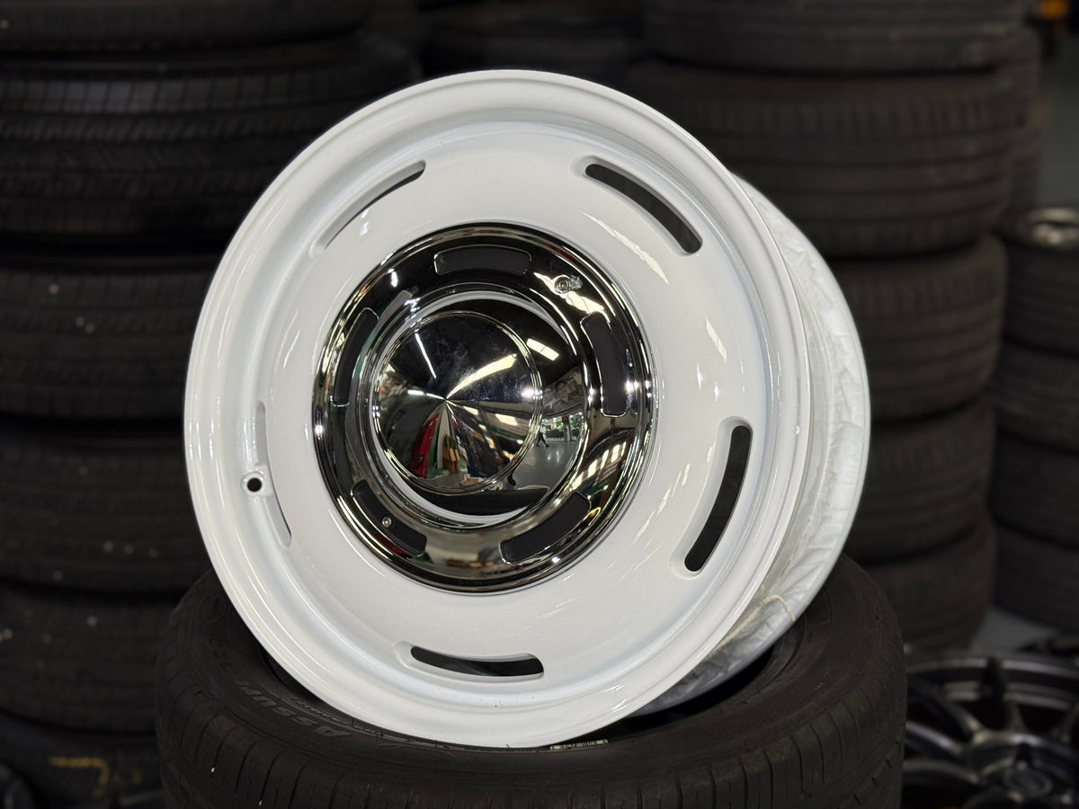 17x7 ET42 5x112 Pearl White Alloy Wheels (Set of 4)